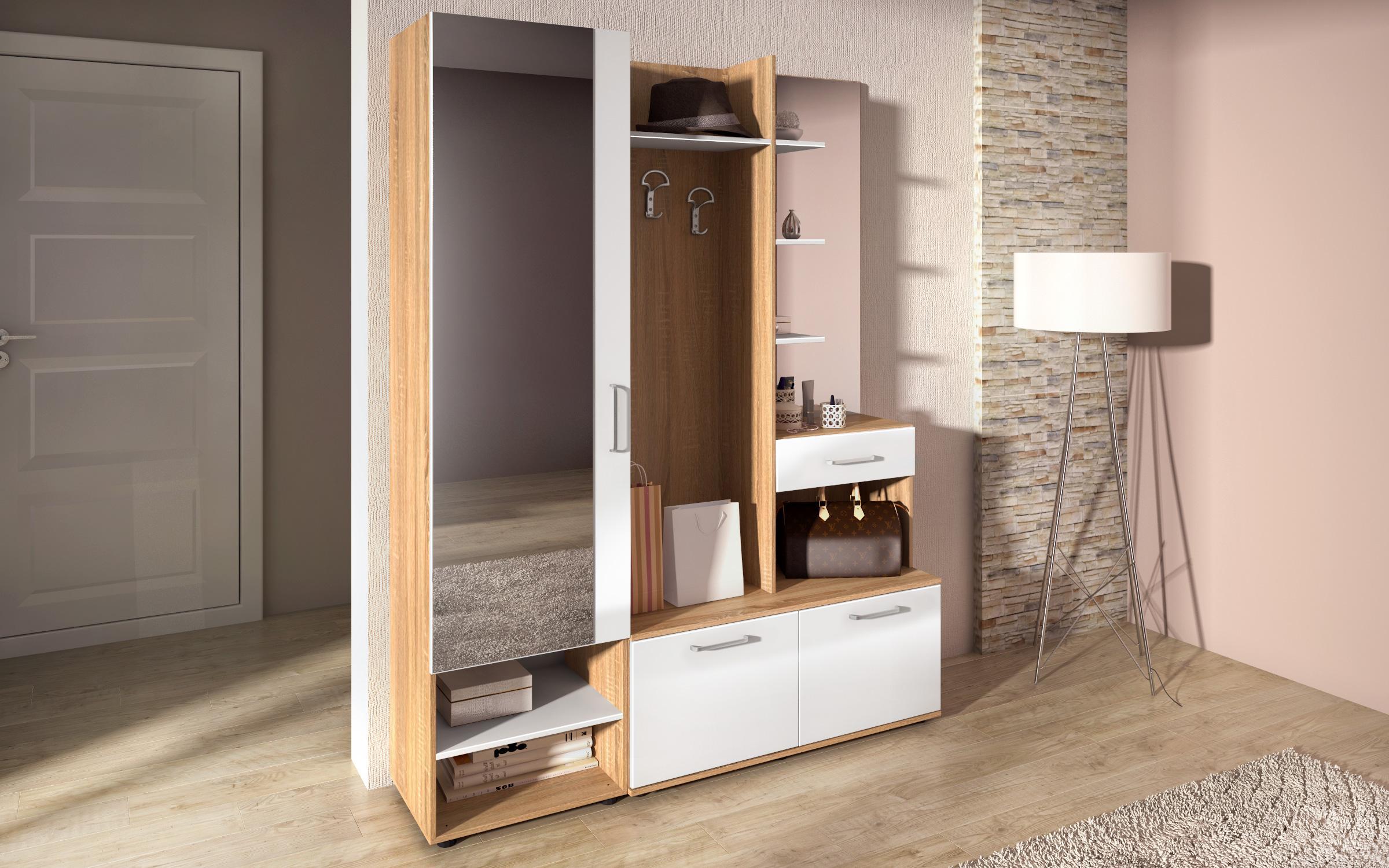 Hall Tree Daily L, Sonoma oak + white shagreen  3